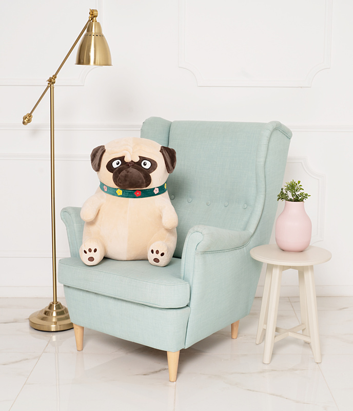 Tomido Plyšový pes Mops Max 50 cm světle béžový