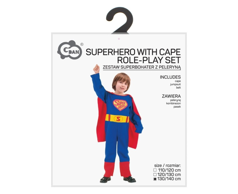 Dětský kostým superhrdina 130–140 cm s pláštěm