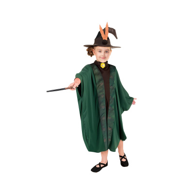 Dětský kostým kouzelníka a čarodějky – zelený (110–120 cm)