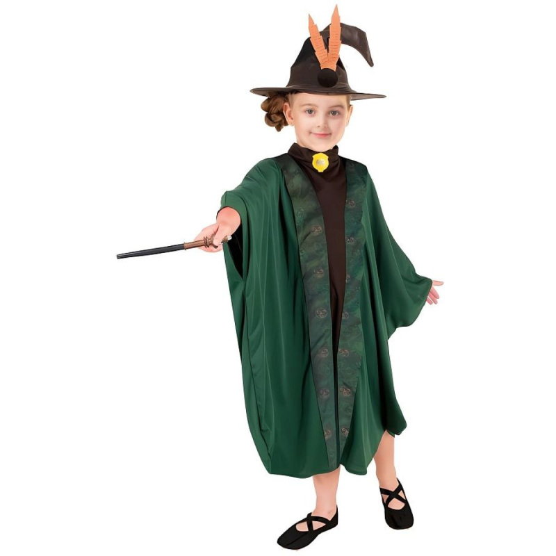 Dětský kostým kouzelníka a čarodějky – zelený (110–120 cm)