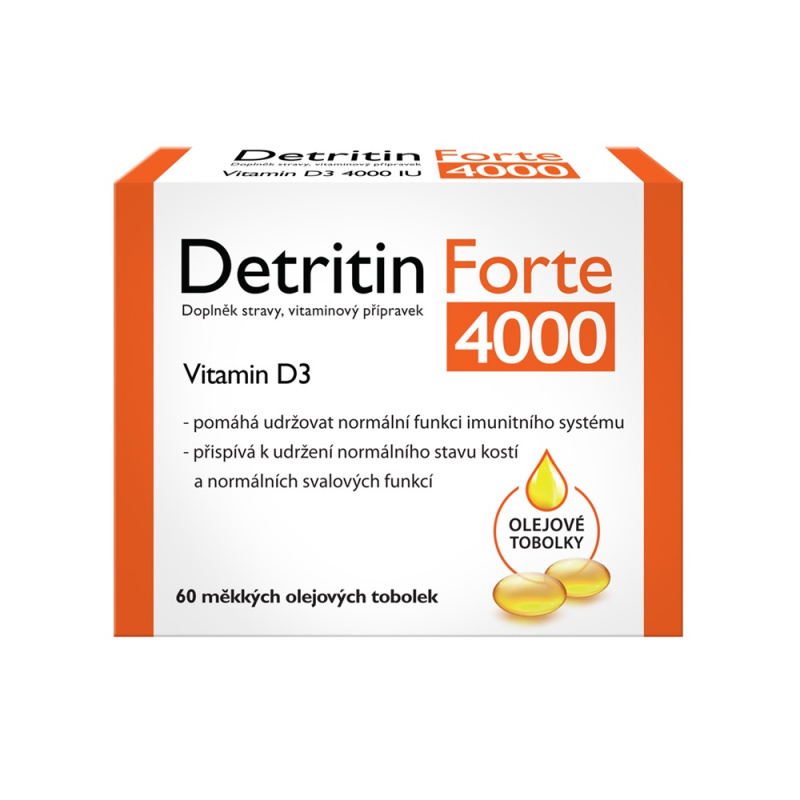 DETRITIN Forte vitamin D3 4000 IU 60 měkkých tobolek