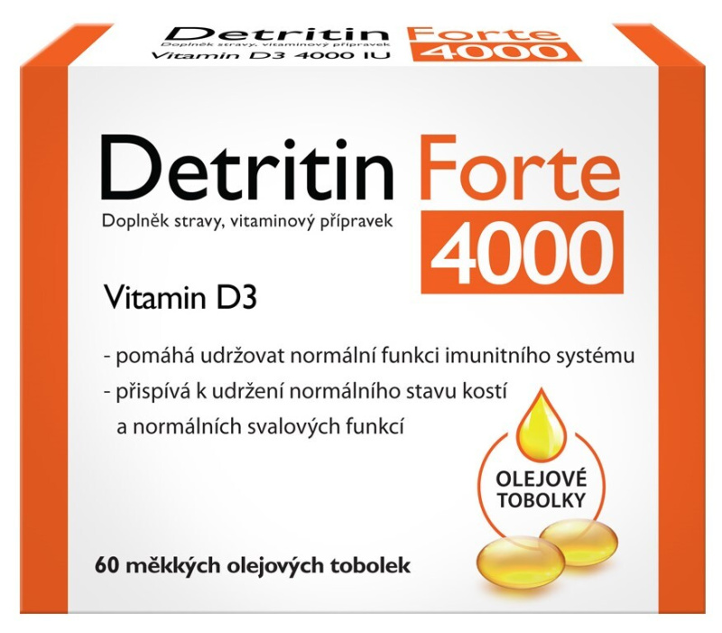 DETRITIN Forte vitamin D3 4000 IU 60 měkkých tobolek