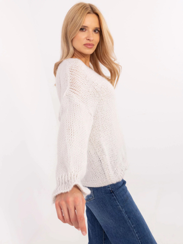 Dámský svetr MI SW 64109.15X Světle šedý / béžový - FPrice světle šedá one size