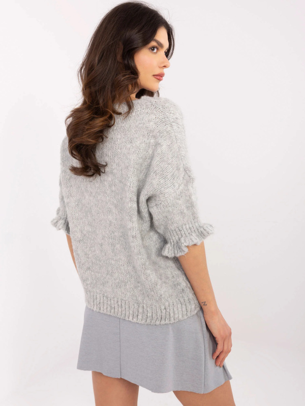 ITALY MODA Svetr -MI-SW-2913.99 Barva: Šedá, Velikost: UNI