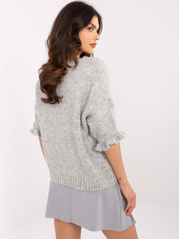 ITALY MODA Svetr -MI-SW-2913.99 Barva: Šedá, Velikost: UNI