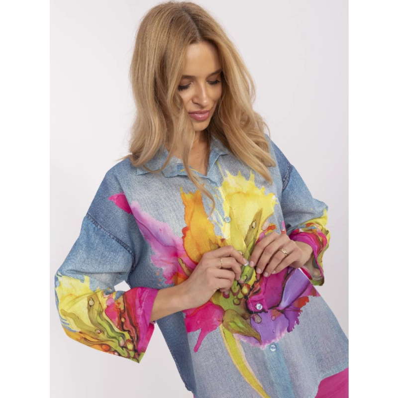 Halenka DHJ-KS-16567-1.66 ITALY MODA Barva: Modrá, Velikost: UNI