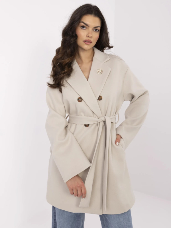 Och Bella Kabát -TW-PL-BI-28987.85 Barva: Béžová - světle, Velikost: XL