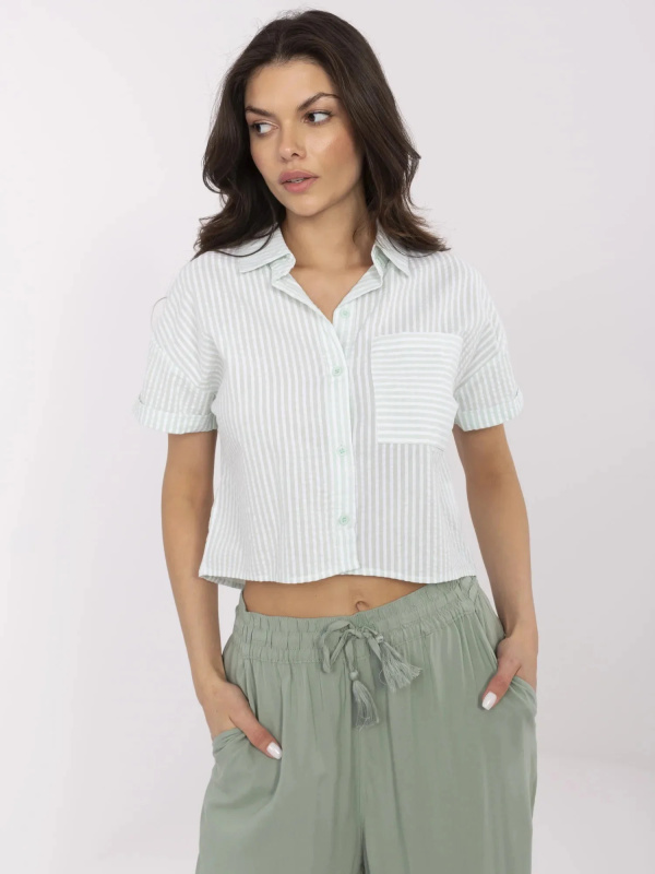 Košile NM KS KA 01148.50P bílá zelená S/M