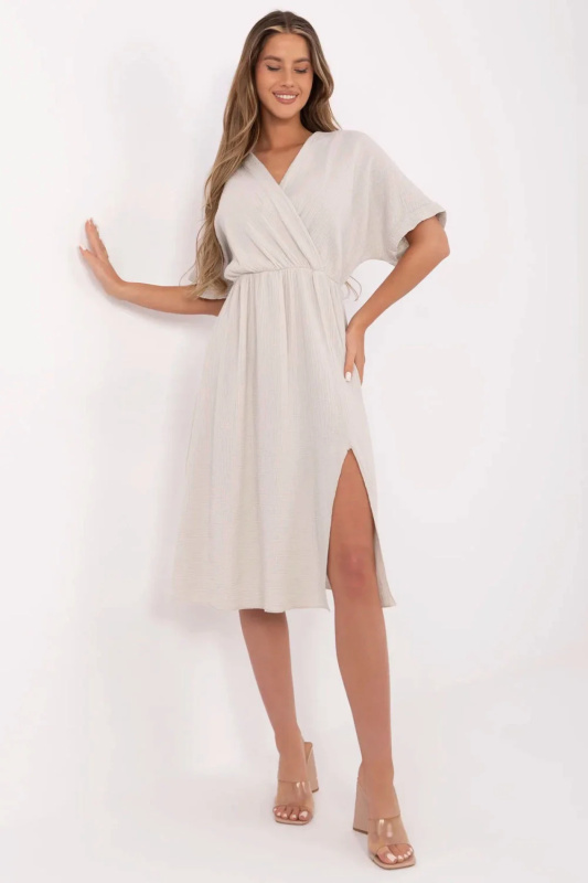 ITALY MODA Šaty -MI-SK-121008.84 Barva: Béžová, Velikost: UNI