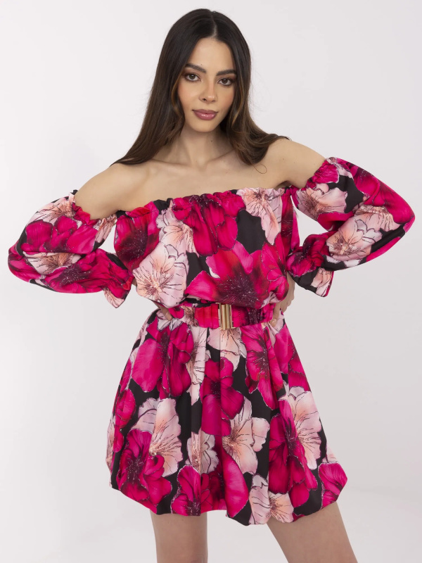 MI SK šaty A1447.84 černá a růžová jedna velikost