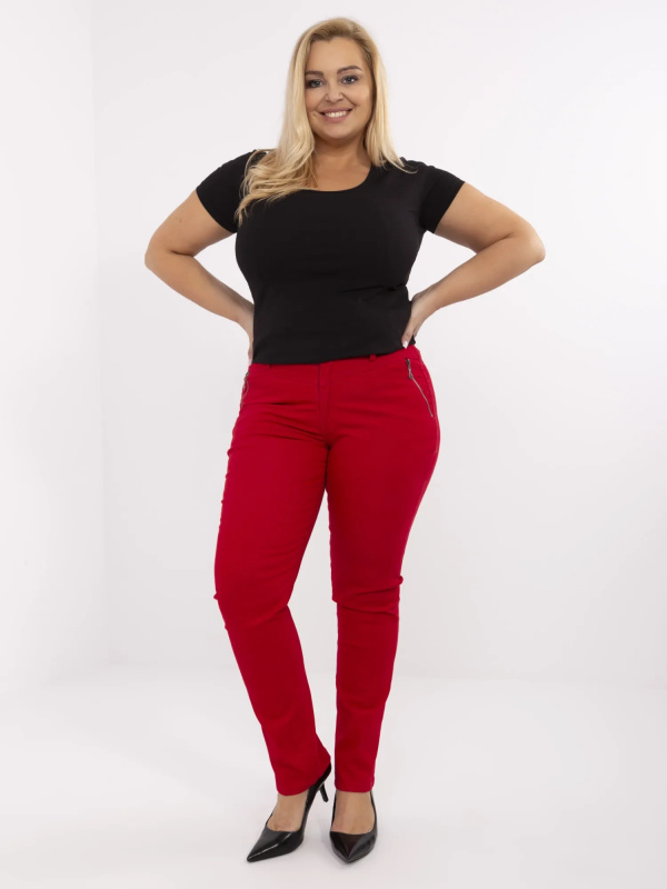Kalhoty Plus Size AT-SP-294.25 New Fashion Barva: Červená, Velikost: 42