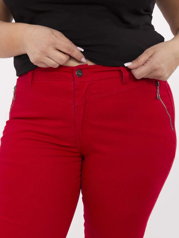 Kalhoty Plus Size AT-SP-294.25 New Fashion Barva: Červená, Velikost: 54
