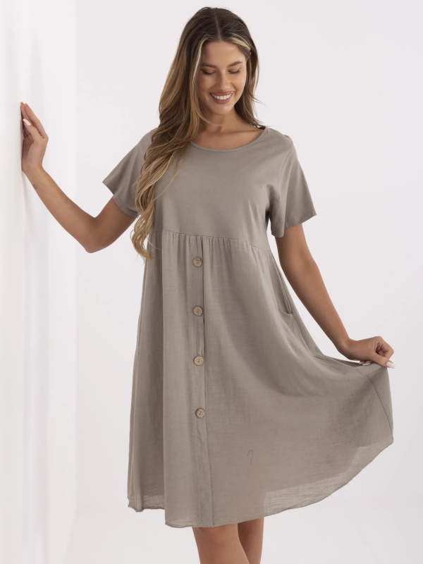 ITALY MODA Šaty-MO-SK-1005.67 Barva: Béžová - tmavě, Velikost: UNI