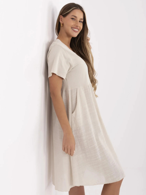 ITALY MODA Šaty-MO-SK-1005.67 Barva: Béžová, Velikost: UNI