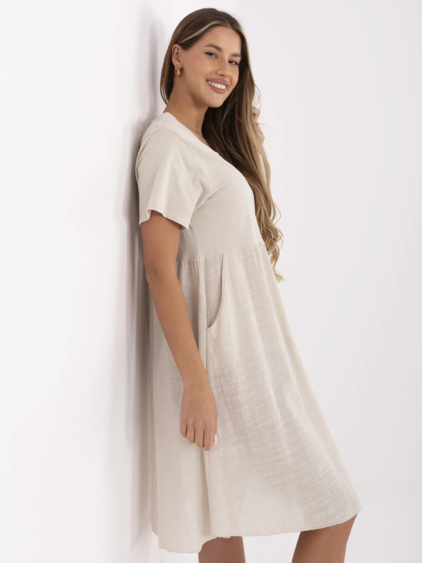 ITALY MODA Šaty-MO-SK-1005.67 Barva: Béžová, Velikost: UNI