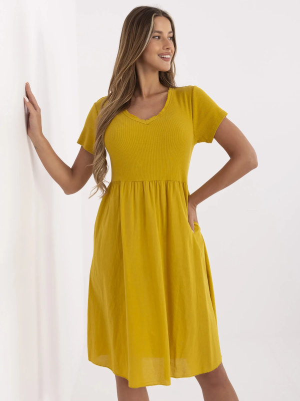 ITALY MODA Šaty -DHJ-SK-25370.85 Barva: Žlutá, Velikost: UNI
