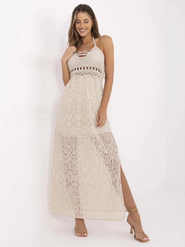 ITALY MODA Šaty -MI-SK-88191.63 Barva: Béžová, Velikost: UNI