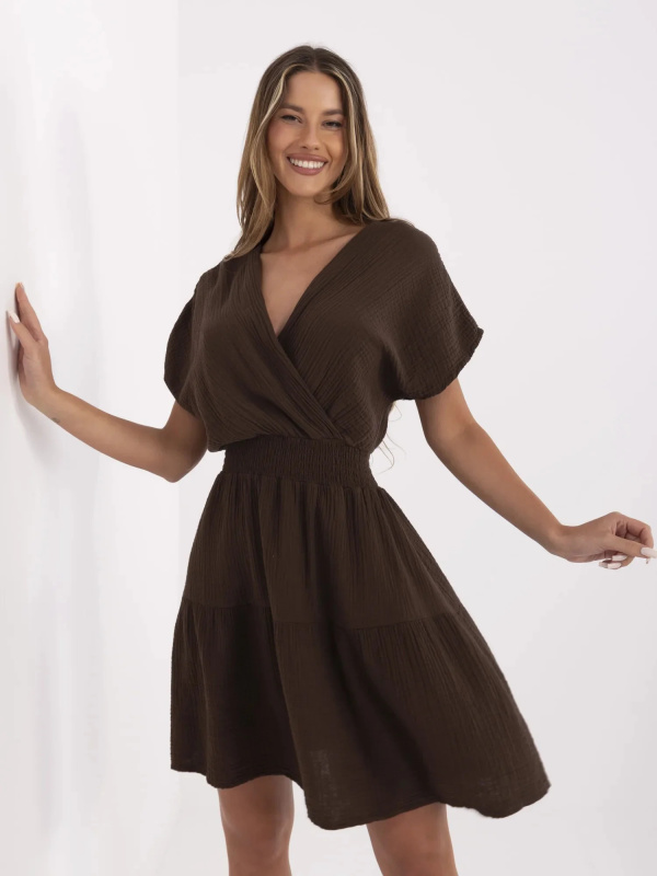 ITALY MODA Šaty -MI-SK-92160.00 Barva: Béžová - tmavě, Velikost: UNI