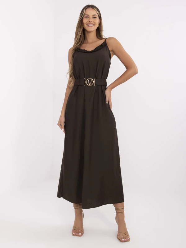 ITALY MODA Šaty -MI-SK-A6401.00 Barva: Béžová - tmavě, Velikost: UNI