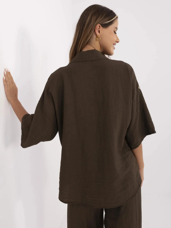 ITALY MODA Košile -MI-KS-6537.74P Barva: Hnědá, Velikost: UNI
