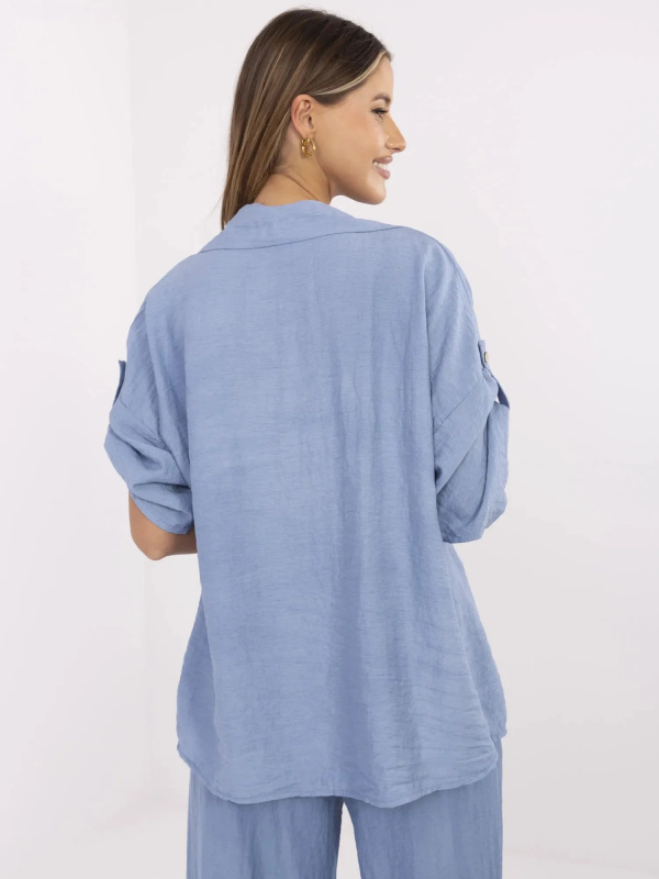 ITALY MODA Košile -MI-KS-6537.74P Barva: Modrá, Velikost: UNI