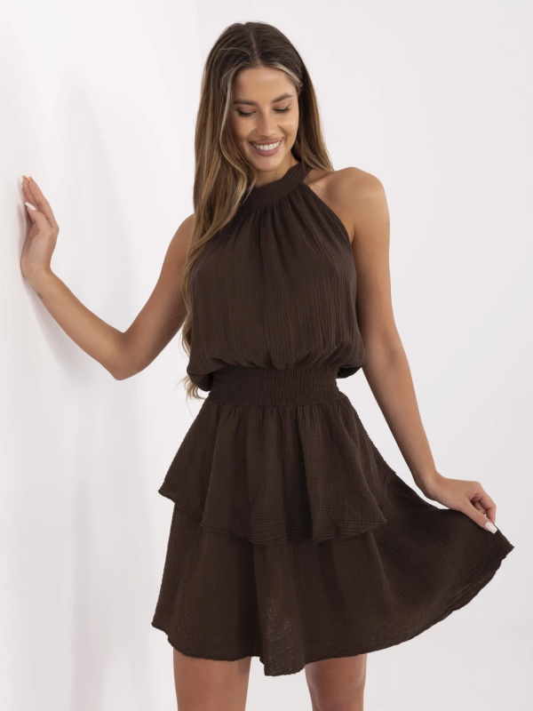 ITALY MODA Šaty -MI-SK-92166.71P Barva: Béžová - tmavě, Velikost: UNI