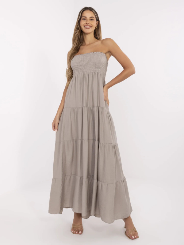 Šaty MI-SK-A2596.97 ITALY MODA Barva: Béžová - tmavě, Velikost: UNI