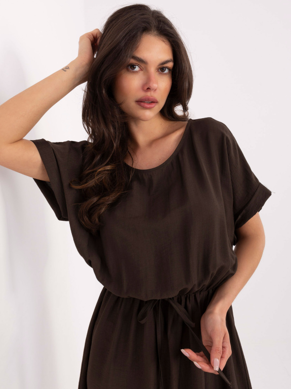 ITALY MODA Šaty -MI-SK-A63751.67 Barva: Béžová - tmavě, Velikost: UNI