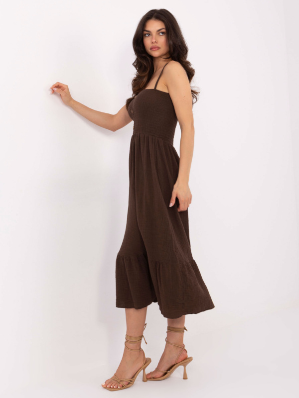 ITALY MODA Šaty-MI-SK-62201.85 Barva: Béžová - tmavě, Velikost: UNI