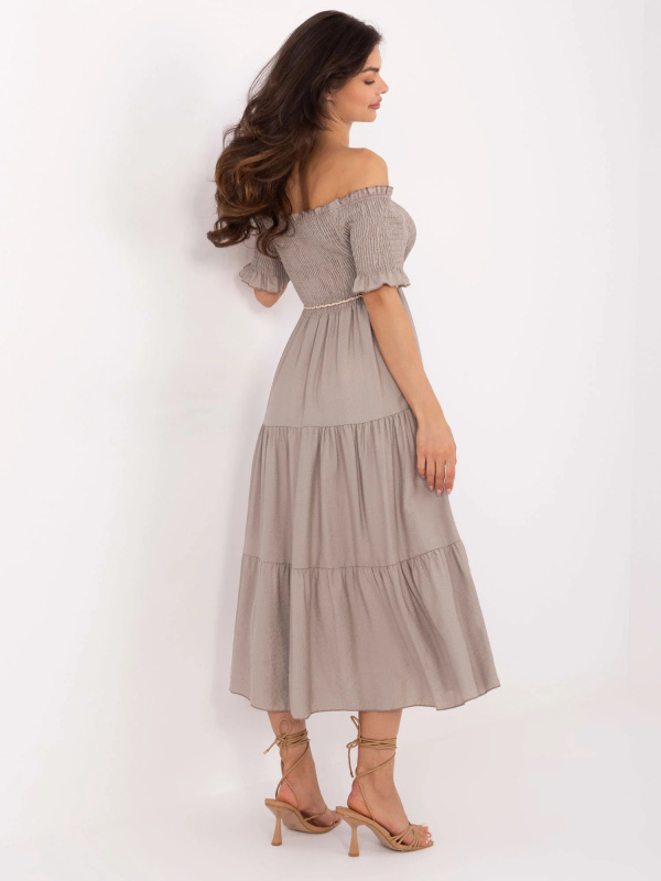 ITALY MODA Šaty -MI-SK-A2609.96 Barva: Béžová - tmavě, Velikost: UNI