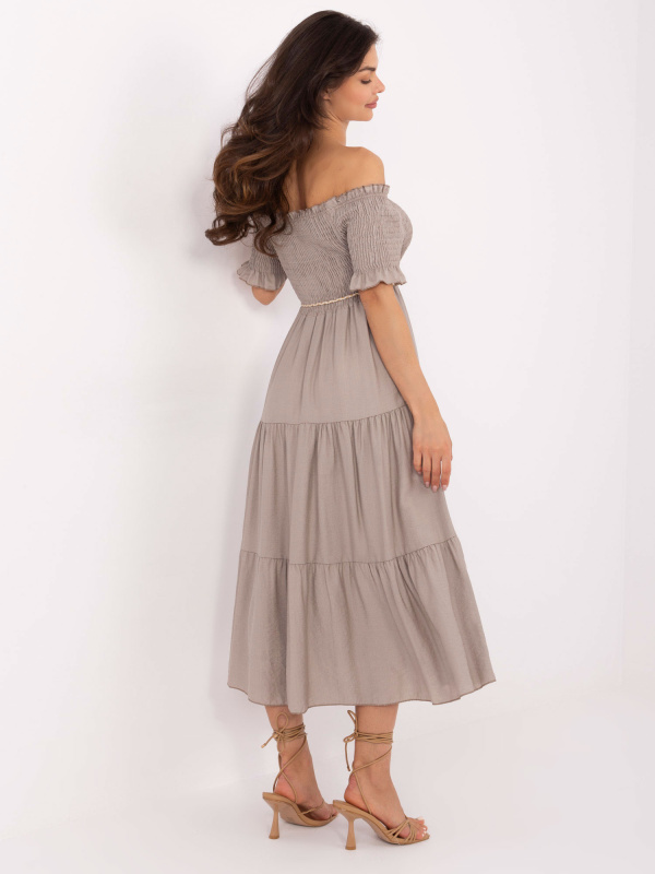 ITALY MODA Šaty -MI-SK-A2609.96 Barva: Béžová - tmavě, Velikost: UNI