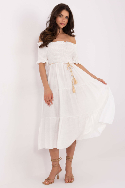ITALY MODA Šaty -MI-SK-A2609.96 Barva: Bílá, Velikost: UNI