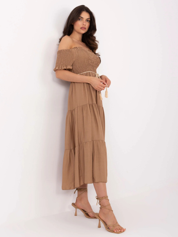 ITALY MODA Šaty -MI-SK-A2609.96 Barva: Béžová, Velikost: UNI