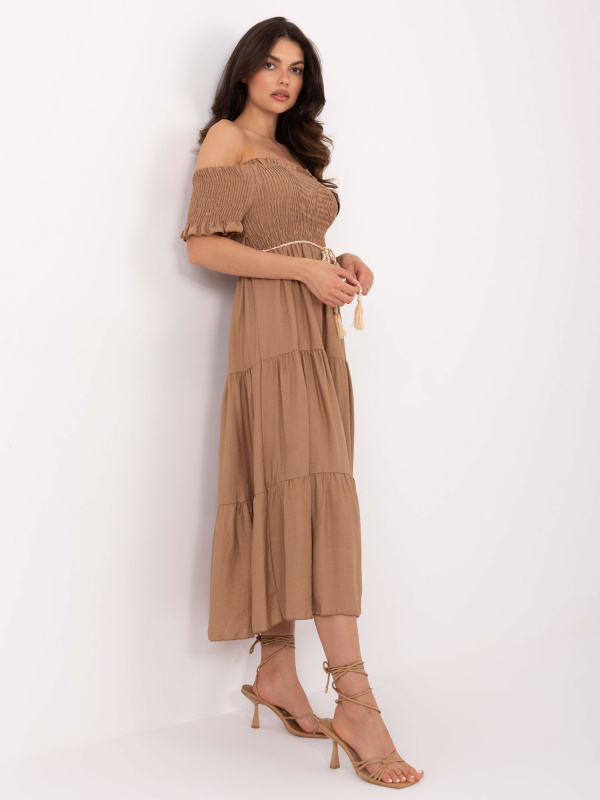 ITALY MODA Šaty -MI-SK-A2609.96 Barva: Béžová, Velikost: UNI