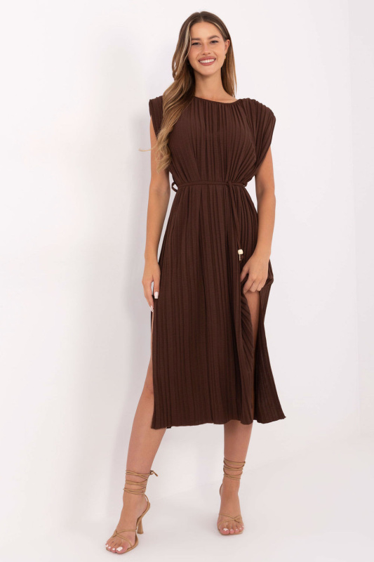 ITALY MODA Šaty -DHJ-SK-21309.96 Barva: Béžová - tmavě, Velikost: UNI