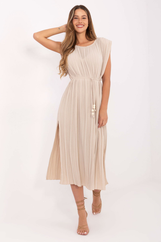 ITALY MODA Šaty -DHJ-SK-21309.96 Barva: Béžová, Velikost: UNI