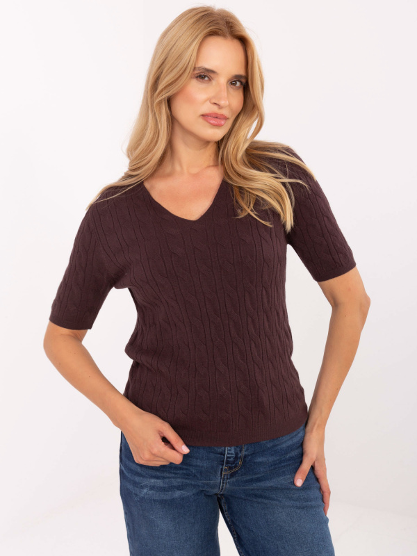 Sweter PM SW B 615.18 ciemny brązowy jedna velikost