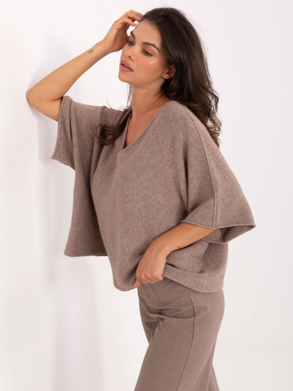ITALY MODA Svetr-IT-SW-2202.52 Barva: Béžová - tmavě, Velikost: UNI
