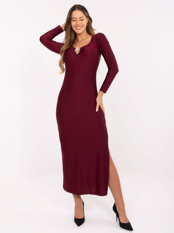 ITALY MODA Šaty -IT-SK-21619.97 Barva: Bordó, Velikost: UNI