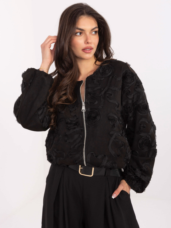 Dámská semišová bunda IT-KR-5776.66 RUE PARIS Barva: Černá, Velikost: UNI