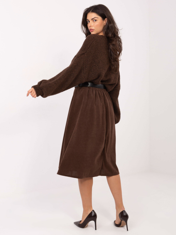 Hnědá midi sukně s páskem