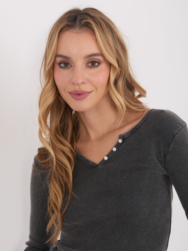 Grafitová halenka s dlouhým rukávem