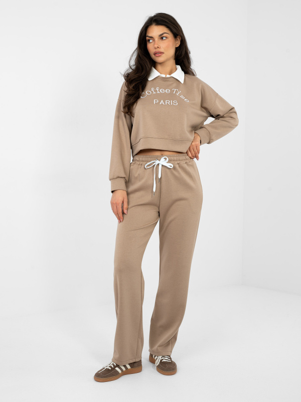 Dámský teplákový komplet v tmavě béžové barvě