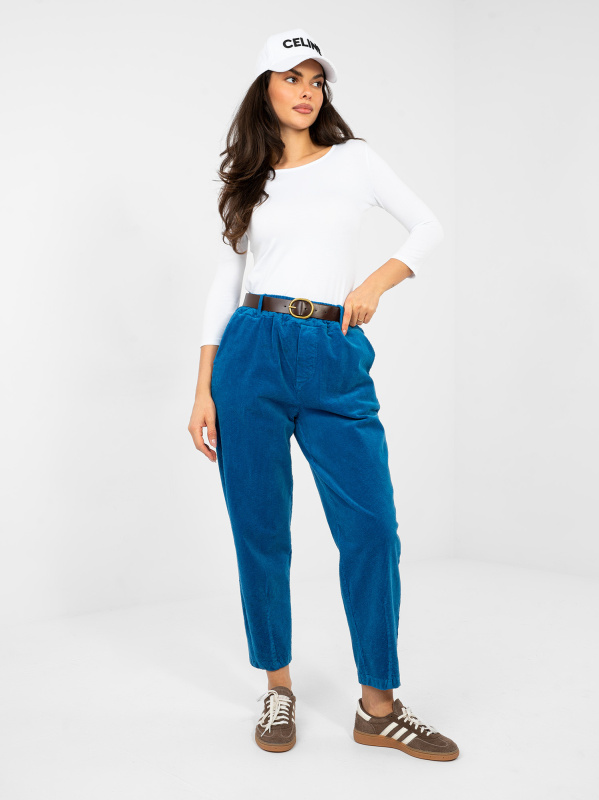 Modré jednobarevné kalhoty