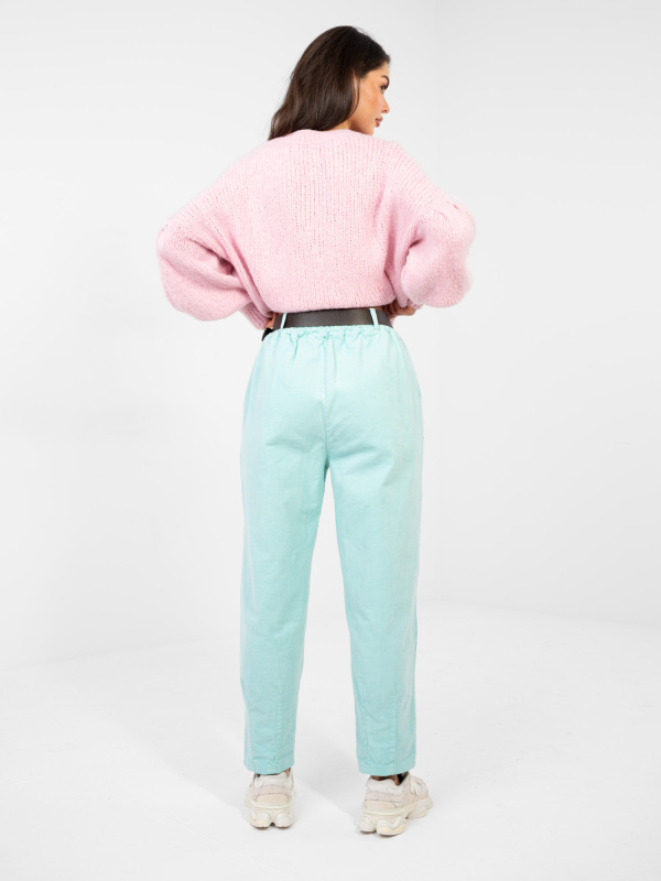 Struksové kalhoty carrot, mátové