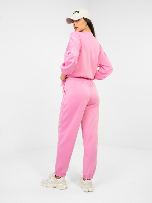 Pastelový růžový komplet s jogger kalhotami