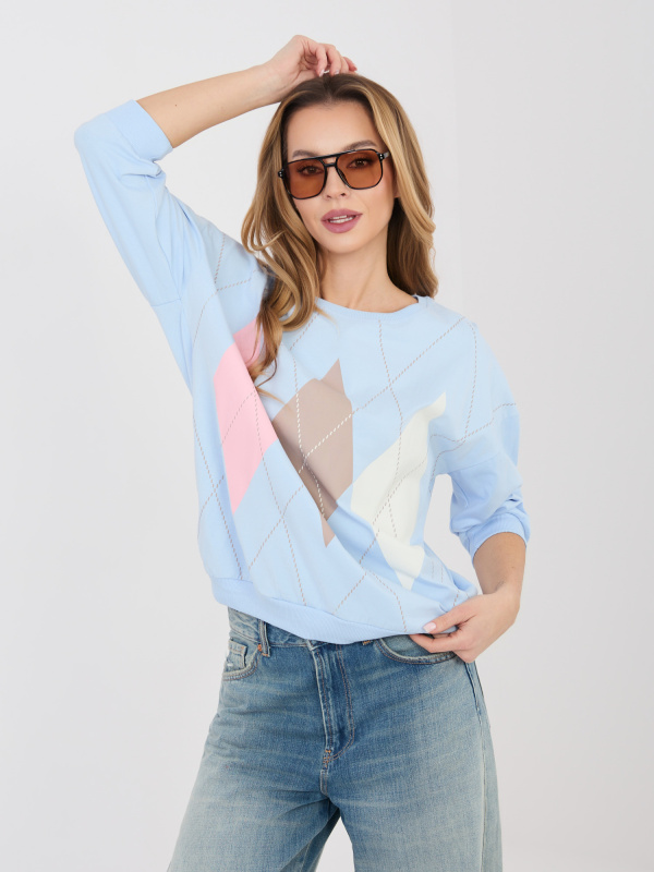 Pastelová modrá halenka s 3/4 rukávem
