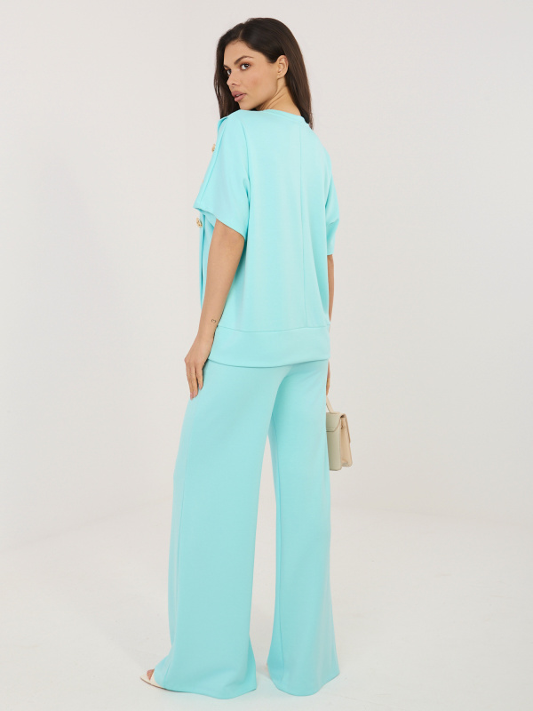 Mátový dámský komplet s ozdobnými knoflíčky