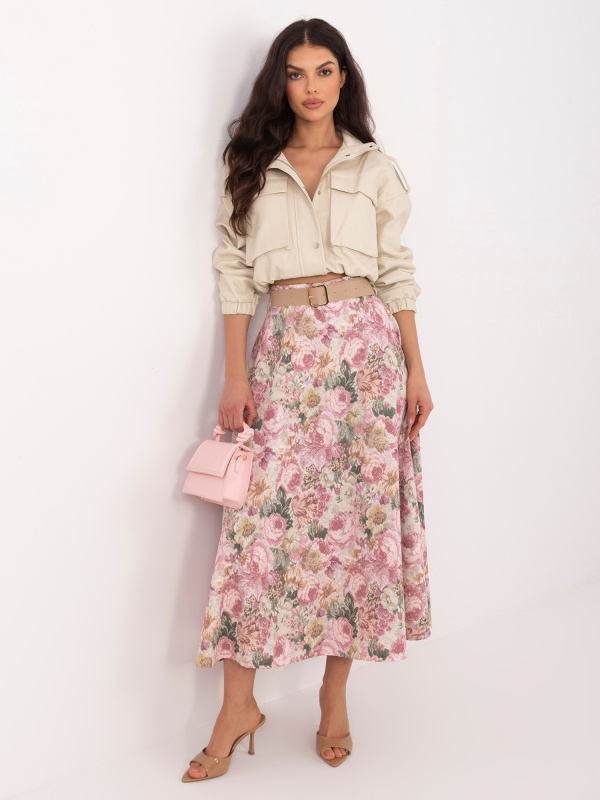 Růžová sukně s květinami