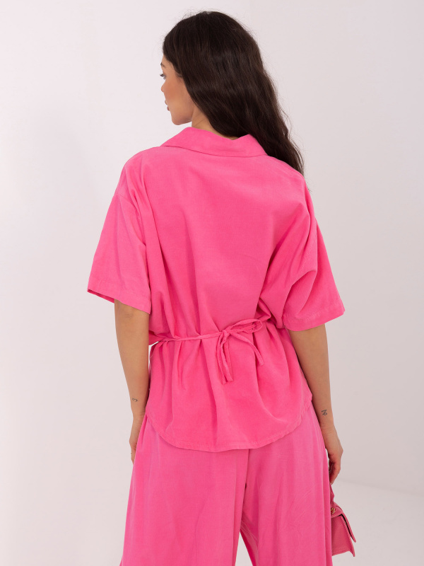 Tmavě růžová strukturová košile s vázáním